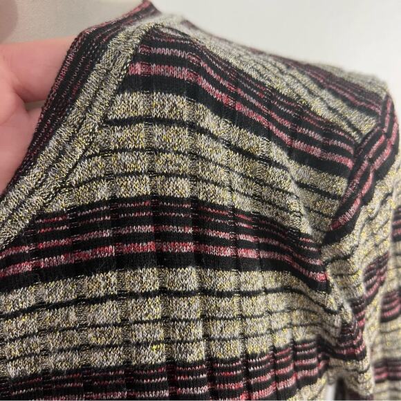 BCBGeneration Ribbed Stripe Long Sleeve Lurex Shimmer Shift Dress Small - Picture 3 of 7